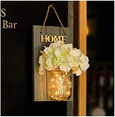 Maotopcom Mason Jar Decor Light Light עם שלט רחוק, צנצנת מייסון ביתי פמוטים עם פרחים לבנים מלאכותיים
