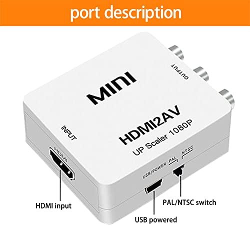 ממיר HDMI לממיר RCA HDMI למתאם RCA ממיר מקור פלט HDMI לתצוגת RCA מיושנת （אופציונלי ： AV ל- HDMI, HDMI ל- AV,