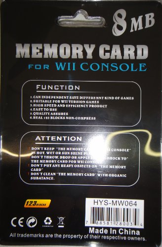 כרטיס זיכרון NGC 8MB עבור Wii ו- Game Cube