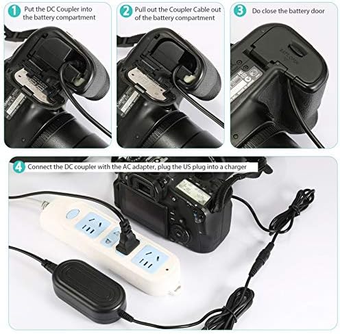 Powever ACK-E6 מצלמה AC AC החלפת מתאם חשמל לסוללת דמה LP-E6/LP-E6N עבור Canon EOS 90D, 80D, 70D, 7D Mark II,