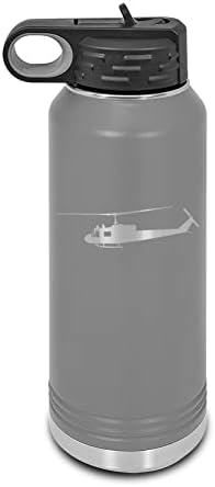 UH -1 Iroquois Huey לייזר חרוט בקבוק מים קוטב הניתן להתאמה אישית גמל נירוסטה עם קש - מסוק קומטר אלמוגים