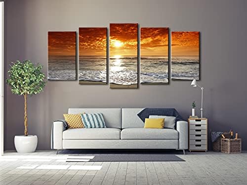 גדול במיוחד 5 פנלים נוף מודרני נוף אמנות נוף ימי ז ' יקלה הדפסי בד ים חוף תמונות כדי תמונה ציורי על בד קיר אמנות
