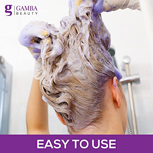 שמפו סגול של גמבה יופי לשיער בלונדיני - מסיר גוונים צהובים לא רצויים - להבהיר במהירות שיער בלונדיני, כסף, אפר,