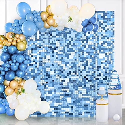 שמר קיר פנלים רקע לחתונה כיכר נצנצים קיר פנלים-חבילה של 12 תינוק כחול מסיבת רקע קיר תפאורה עבור