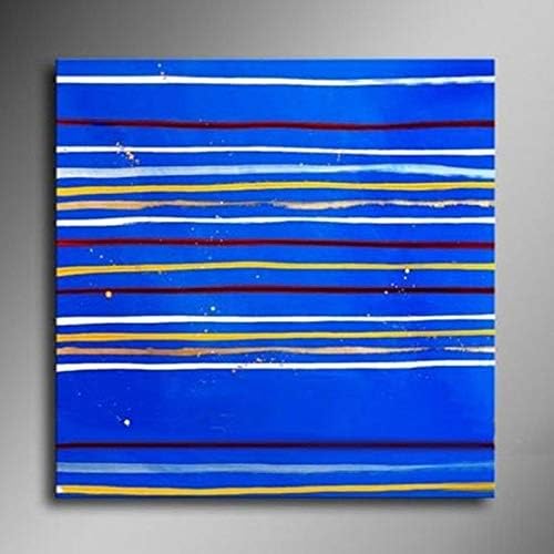 ציור שמן מצויר ביד על בד קווים מופשטים קווים מופשטים כחולים אנכיים אנכיים מודרניים קיר יוקרה קיר