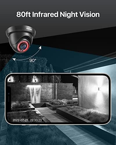 Zosi 2Pack 1080p מצלמת אבטחה חיצונית מקורה, ראיית לילה IR, מצלמת כיפת כדורי טלוויזיה במעגל סגור עמיד למזג