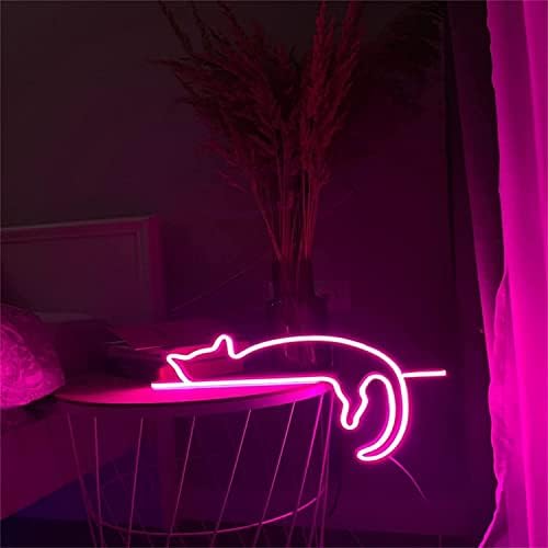 DVTEL LED PINK CAT חתול שלט ניאון, אורות ניאון אקריליים מסיבת חנות מחמד חנות חדר חדר קיר קיר מתנה לקישוט