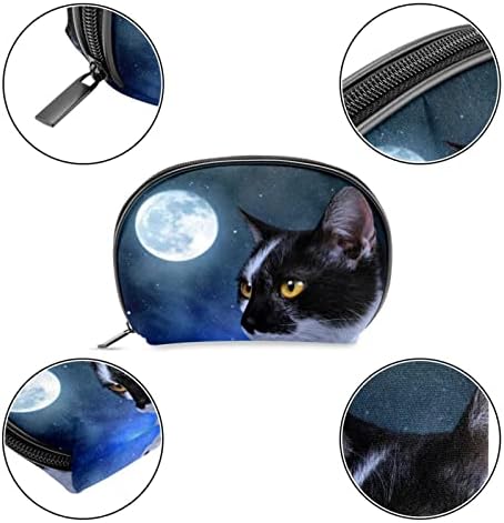 תיק טיול טיול תלייה, מארגן איפור נייד, מחזיק קוסמטי למברשות מברשות, חתול ירח גלקסי