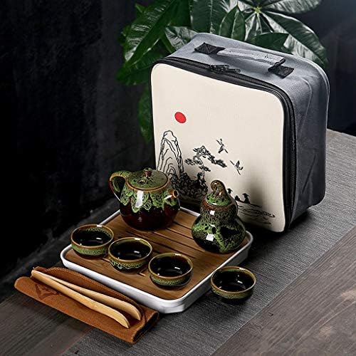 ערכת תה ניידת של JYDQM כוללת 1 קומקום תה 4 כוסות תה 1 קומקום תה קאדי תה, סיני טיולים סיניים קרמיקה ניידים