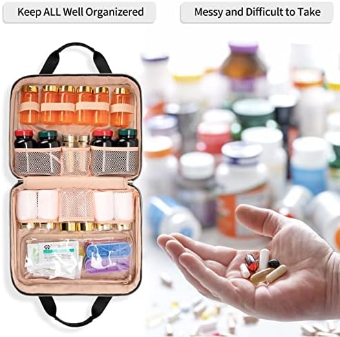 תיק רפואת נסיעות, בקבוק הגלולה ארגונית תיק נשיאה לאחסון רפואה ביתית עם תאים רבים לסטטוסקופ וכדורי ארון