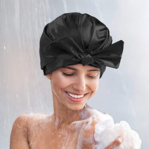 כובע מקלחת יוקרה של Zkllghe לנשים שיער ארוך, כובע מקלחת אטום למים לשימוש חוזר לשימוש ביתי ספא וסלון שיער