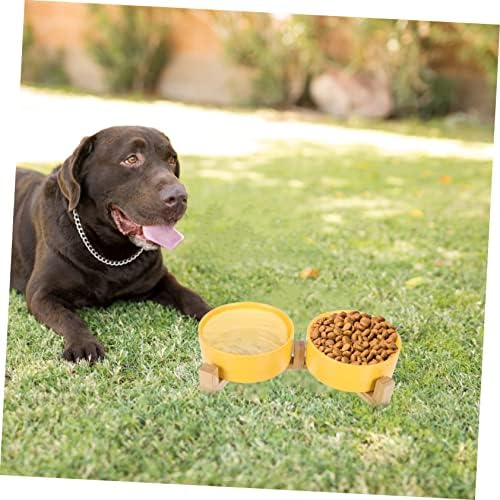 קבילוק 1 סט עץ כפול קערת כלב מזון מזין מיכל עבור כלב מזון גור מזין מוגבה כלב קערות מזון האכלת