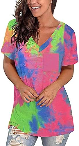 חולצות לנשים מקרית קיץ חולצות חולצה לנשים שיפוע צבע יומי רופף אופנה למעלה חולצות לנשים קיץ