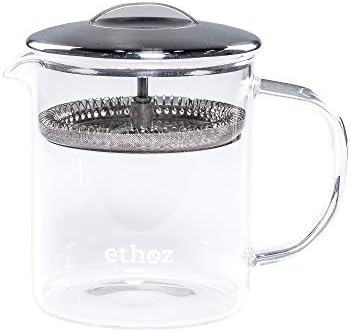 מבשלת התה Ethoz 12 Fl.oz. / 350 מל מסננת תה זכוכית על ידי עיצוב פלנטרי, מבשלת קלה, מושלמת בבית התה הבית