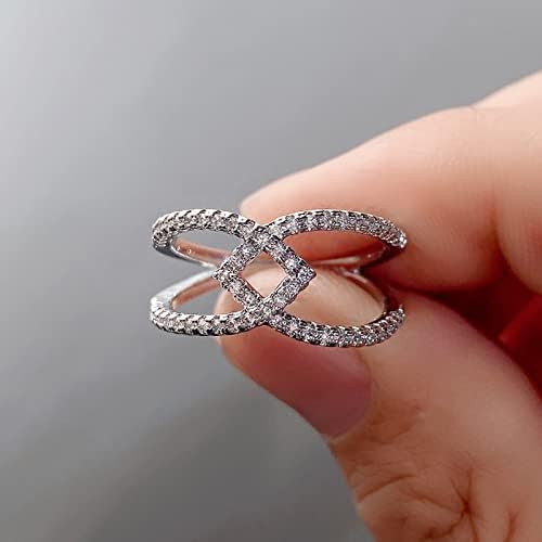 2023 טבעת יהלום גיאומטריה מיוחדת חדשה מקושרת לנצח טבעת ללהקת טבעת זוגית לנשים