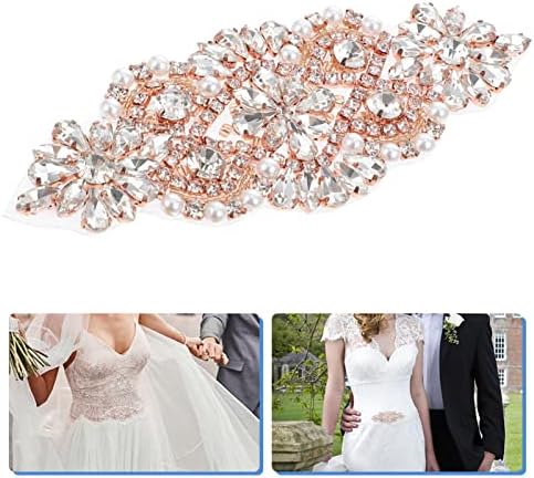 קישוטי חתונה של Abaodam פרח ריינסטון אפליקציה אפליקציה טלאי חתונה שמלת כלה חגורת חגורת קישוט טלאי תפירה