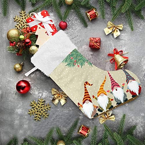 גרבי חג המולד של Alaza כרטיס חג מולד עם גמדים קלאסיים קלאסיים קישוטי גרב גדולים לעיצוב עונת החגים המשפחתית