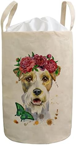 סל כביסה סל כלב חמוד מתקפל עם פרחים פגע בגדים מלוכלכים