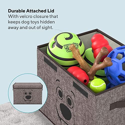 פח צעצוע של כלבים של Mindspace עם מכסה - מארגן תיבת צעצועים לכלבים לאחסון צעצועים לכלבים - קופסת