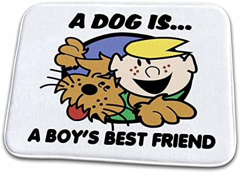 3 ורוד חמוד רטרו סגנון קריקטורה לחיות מחמד כלב וילד כלב הוא בנים הטוב ביותר. - צלחת ייבוש מחצלות
