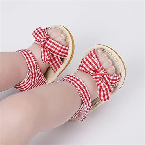 בנות תינוקות פתוחות בוהן משובצת נעלי קשת פסים נעליים ראשונות נעליים פעוטות סנדלים שטוחים