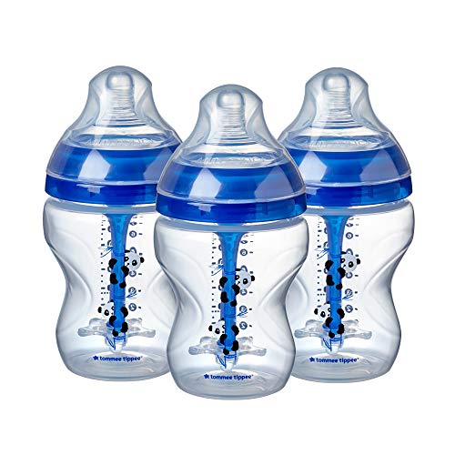 בקבוקי תינוק נגד קוליק של טוממי טיפי, פטמה דמוית שד בזרימה איטית ומערכת אוורור ייחודית נגד
