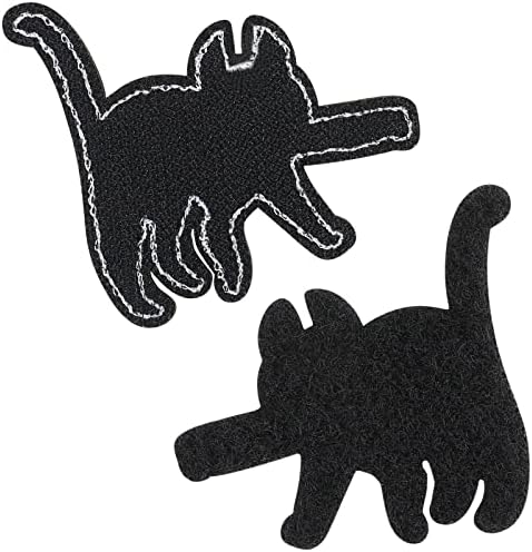CCINEE חתול עם טלאי סכין, 2 יח 'מצחיק חתול שחור חמוד ממי טלאי חיות מחמד חיות מחמד טקטי - טלאי רקום