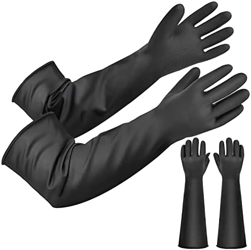 NOBGUM 24 כפפות מגן בגומי אורך במיוחד, כפפות טקסיות ארוכות לשימוש חוזר לשימוש חוזר כפפות כימיות ארוכות,