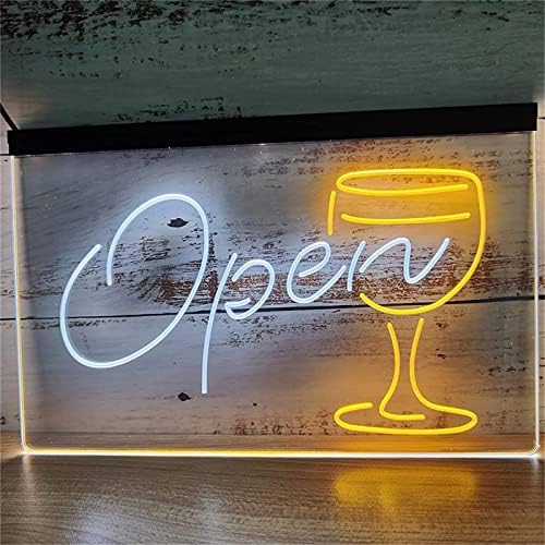 בר DVTEL פתוח שלט ניאון דוגמנות LED אור אותיות זוהרות שלט לוח אקרילי ניאון אור דקורטיבי, 40X30 סמ מסעדה