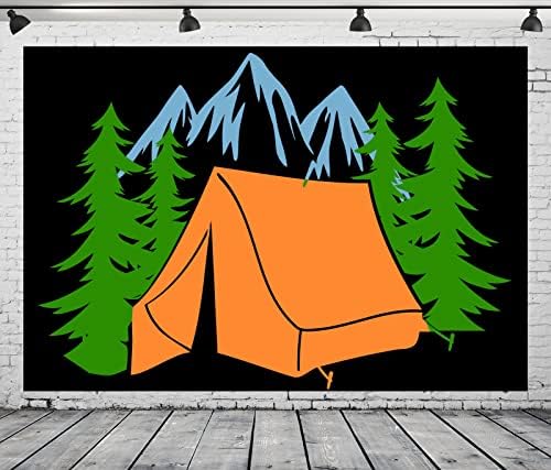 בד לוקקור 10x8ft קמפינג רקע הרי יער אוהל כתום בחוץ