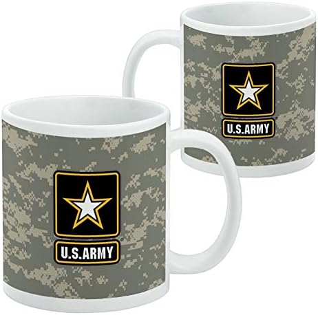 גרפיקה ועוד לוגו של צבא ארהב על ספל קפה קרמיקה, ספלי מתנה לחידוש לקפה, תה ומשקאות חמים, 11oz, לבן
