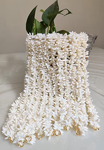 די מקסים בעבודת יד מלאכותי פרח פלסטיק גאג ' רה וני גרלנד עבור שיער 12 לבן 13 אינץ ארוך סט של 12 עם מתנה חינם
