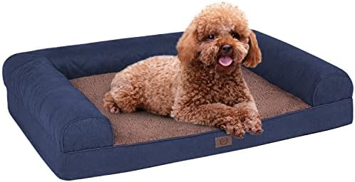 מיטת כלבים אורטופדית, חיזוק מיטות כלבים רחיצות לכלבים גדולים, ספה אורתופדית מיטת ספה קצף עם כיסוי נשלף ותחתית