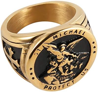 מיכאל סן מיגל הגדול מגן מלאך להביס שטן צלמית נירוסטה קמע טבעת