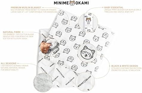 מינימי אוקמי פרימיום תינוקת מוסלין שמיכת חוט נושמת - הדפס הירו עיצוב מודרני וחמוד