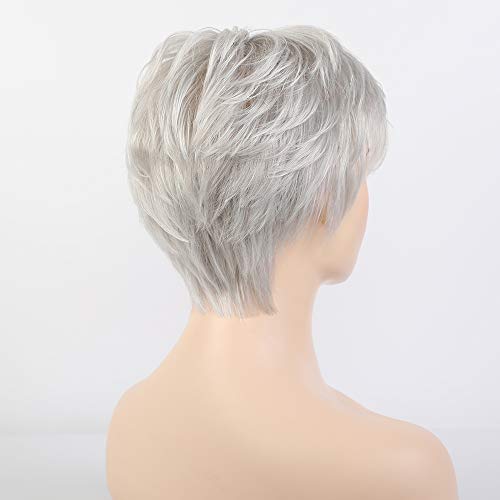 בלונד חד קרן כסף אפור שיער פאה טבעי קצר שיער טבעי פאות לנשים קצר פאה לשימוש יומיומי