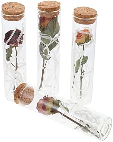 צינורות בדיקת זכוכית קוססטית בקבוקי זכוכית מיני צמרות פקק עם פרח מיובש צנצנות זכוכית זעירות בקבוק