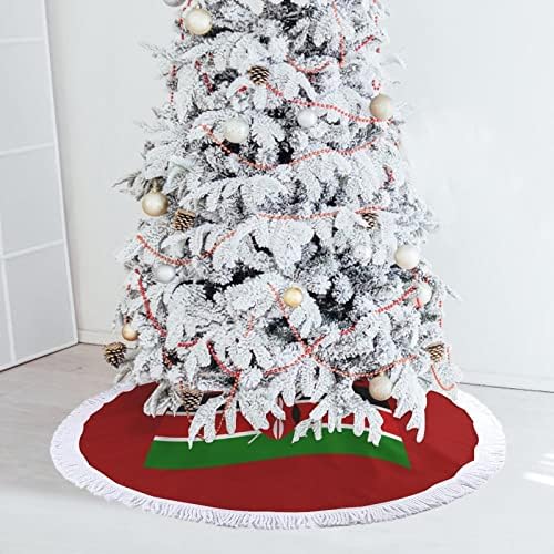 דגל של חצאית עץ חג המולד של קניה חצאית עץ חג המולד אדום עגול עגול עגול עם קצה משולב לקישוטי חצר חיצוניים מקורה