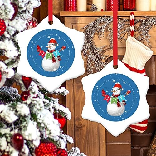 קישוט עץ חג המולד שמחה פתית שלג קישוטי כחול קישוטי שלג קישוטי חג המולד של שלג איש שלג קישוטי קרמיקה