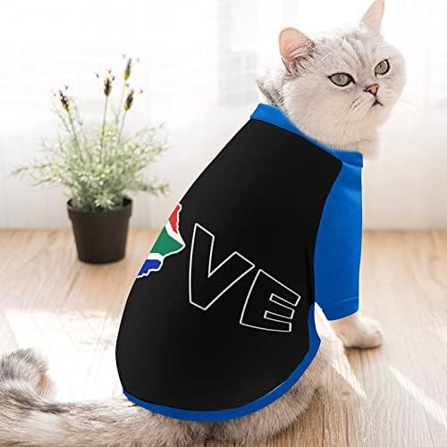 מצחיק אהבה דרום אפריקה הדפס סווטשירט חיית מחמד עם סרבל סוודר פליס לחתול כלבים עם עיצוב
