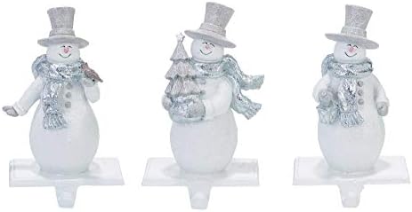 Transpac איש שלג לבן 8 x 5 מחזיקי גרבי חג המולד של שרף אבן