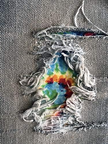 עניבת צבע עניבה בג'ינס בעבודת יד טלאים מגובים סופר חזקים ברזל על ידי טלאים חוריים