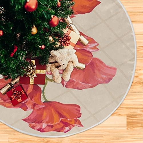 OARENCOL פרגים אדומים מציירים חצאית עץ חג המולד 36 אינץ 'מפלגת חג עץ עץ קישוטי מחצלת