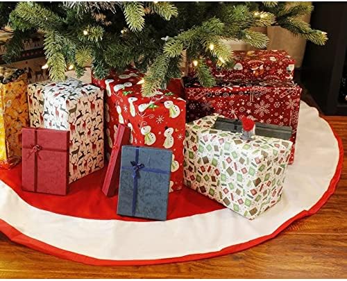 חצאית עץ חג המולד של ג'ובלה, חצאית עץ קטיפה אדומה ולבנה, עיצוב חג המולד של חג