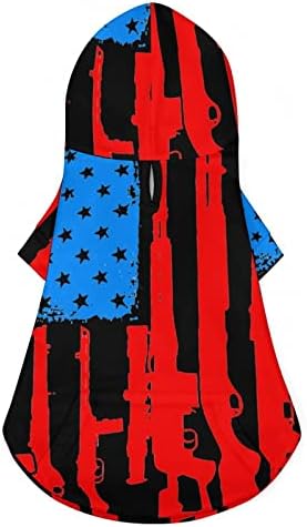 דגל אמריקאי עם אקדחים בגדי חיות מחמד חולצת כלבים סוודר מחמד לכלבים בינוניים קטנים קפוצ'ון סוודר קפוצ'ון