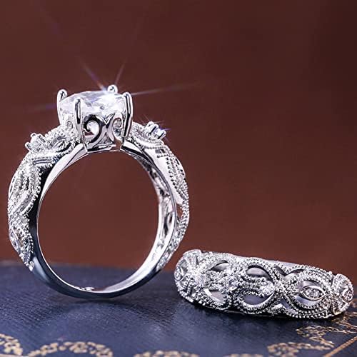 כסף חלול אהבה מעוקב זירקוניה כלה ריינסטון אירוסין אהבת טבעת מלא יהלומי זירקוניה סוליטייר טבעת 6 10 חמוד
