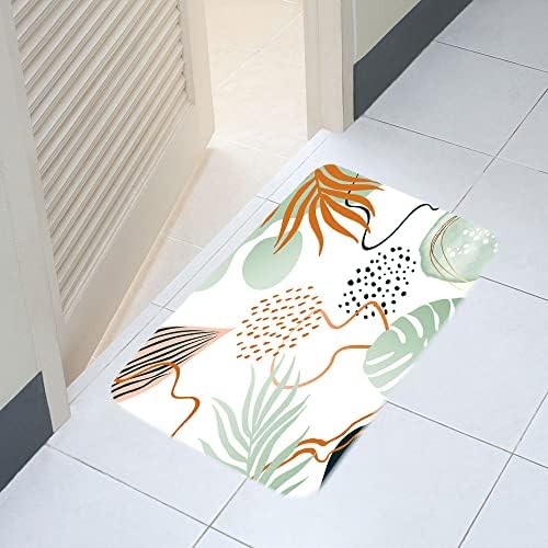 שטיח אמבטיה מופשט של דונגביי בוהו, סט שטיח אמבטיה ביתי אסתטי מודרני של צמחי עלים בוהמיים, שטיח