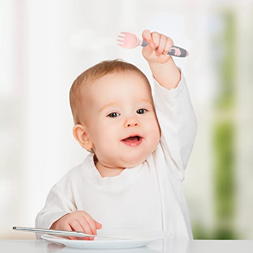 כפות קיסנגל 2 סטים האכלת מזלג נגד החלקה שימושי ביתי אכילה כפית בטוח כלי שולחן תינוק מסתובב ותינוק