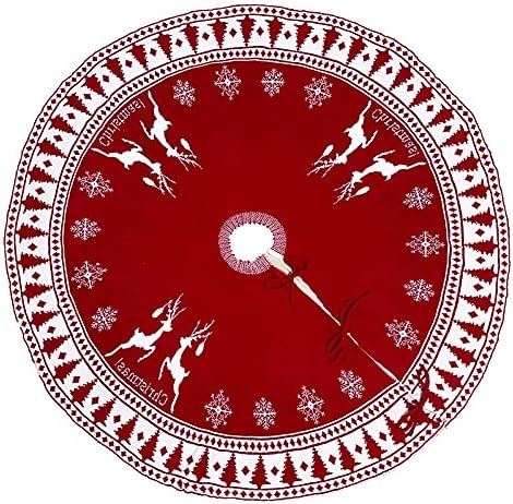 חצאיות עץ חג המולד של Huijie - קישוט מפלגת חג המולד מתנה חצאית עץ צבי שלג סרוג כפול, סידור סצנה של