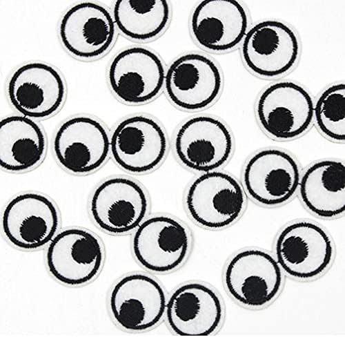 Ruluti 10 pcs מצחיק שחור לבן עיניים רקומות טלאים ברזל על בגדים אפליקציות מדבקות DIY לתג עבור מעילי תרמיל
